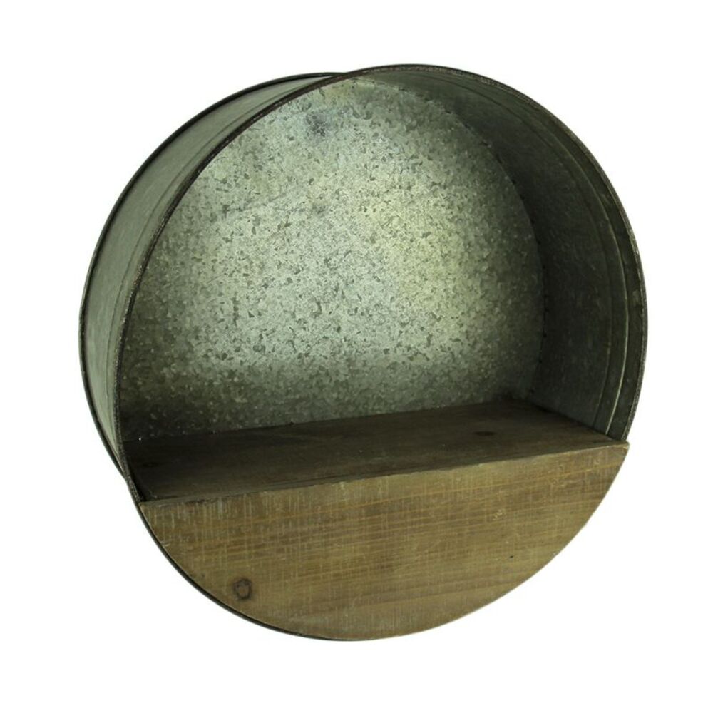 Rustic Farmhouse Metal Ring Round Wall Shelf